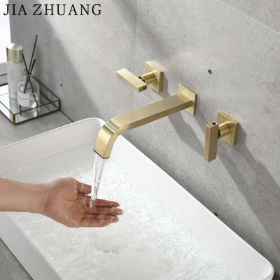 High Quality Bathroom Wall Mounted Classic Design 3 Hole Basin Mixer Brass Copper Taps Hot And Cold Basin Faucet