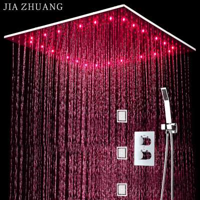 360*500mm modern bathroom shower head water temperature led shower concealed rain large waterfall massage spray high flow