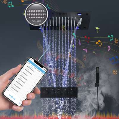 Bathroom 24 Color LED Showerhead Misty Waterfall Shower Ceiling 400*400MM  Remote Control Light Rain Led Music Shower Head