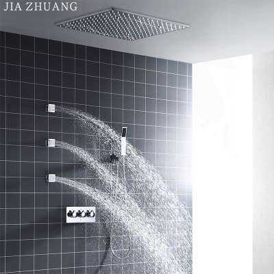 hm Bathroom Safety Rain Mist Lateral Jet Shower Faucet Stainless Steel Led Light Shower Mixer Set