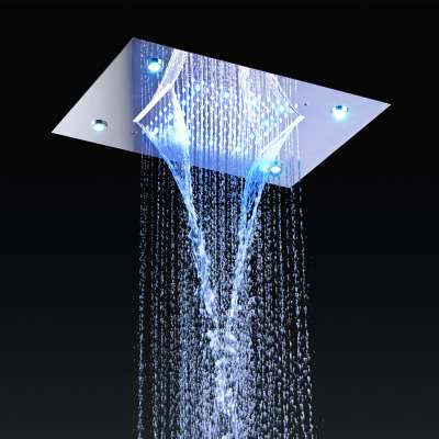 European SUS304 Concealed Ceiling Thermostatic LED Rain Shower Head Waterfall Shower Set System