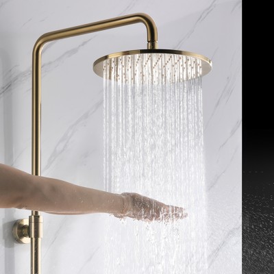 Gold Rose polished colour brass full body bathroom top waterfall shower head set shower mixer bathtub shower faucet system