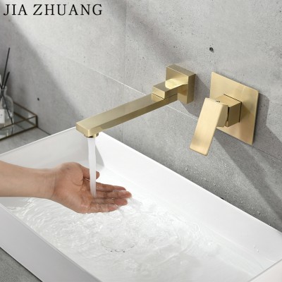 OEM ODM Contemporary Golden Wall Mounted Two Hole Single Lever Wash Face Basin Faucet