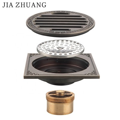 100 X 100 mm Shower Tray Concealed Square Retro Classic Brass Ideal Anti Odor Roof Gold Shower Toilet Floor Drain Aluminum Cover