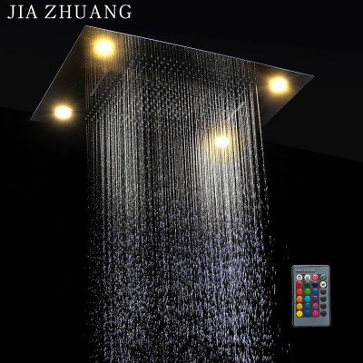 Bathroom Electric Stainless Steel Conceald Ceiling Mounted ShowerHead Spa Rainfall Mist Massage LED Shower Panel Head