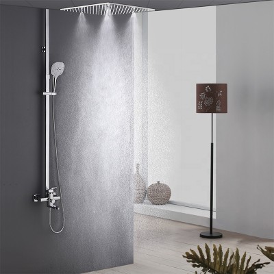 20 inch Thermostatique Wall Conseal Big Overhead Rain Misty SPA Massage Shower Head Mixer With Hand Shower 304 Faucet Sets