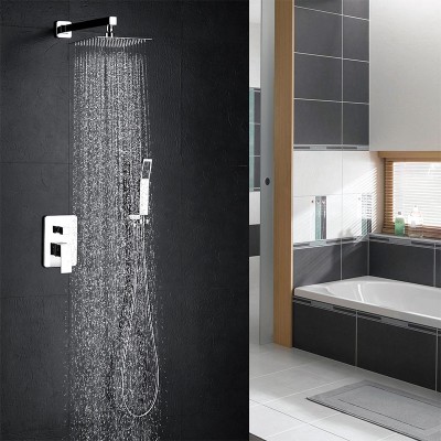 Soffione Doccia Duschkopf Luxury Polished Chrome Surface Rain Mixer Shower Head Combo Wall Mounted Rainfall Shower Head System